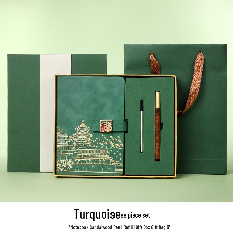 Elegant Leather Chinese Style Business Notebook with Gift Box - Ideal for Meetings