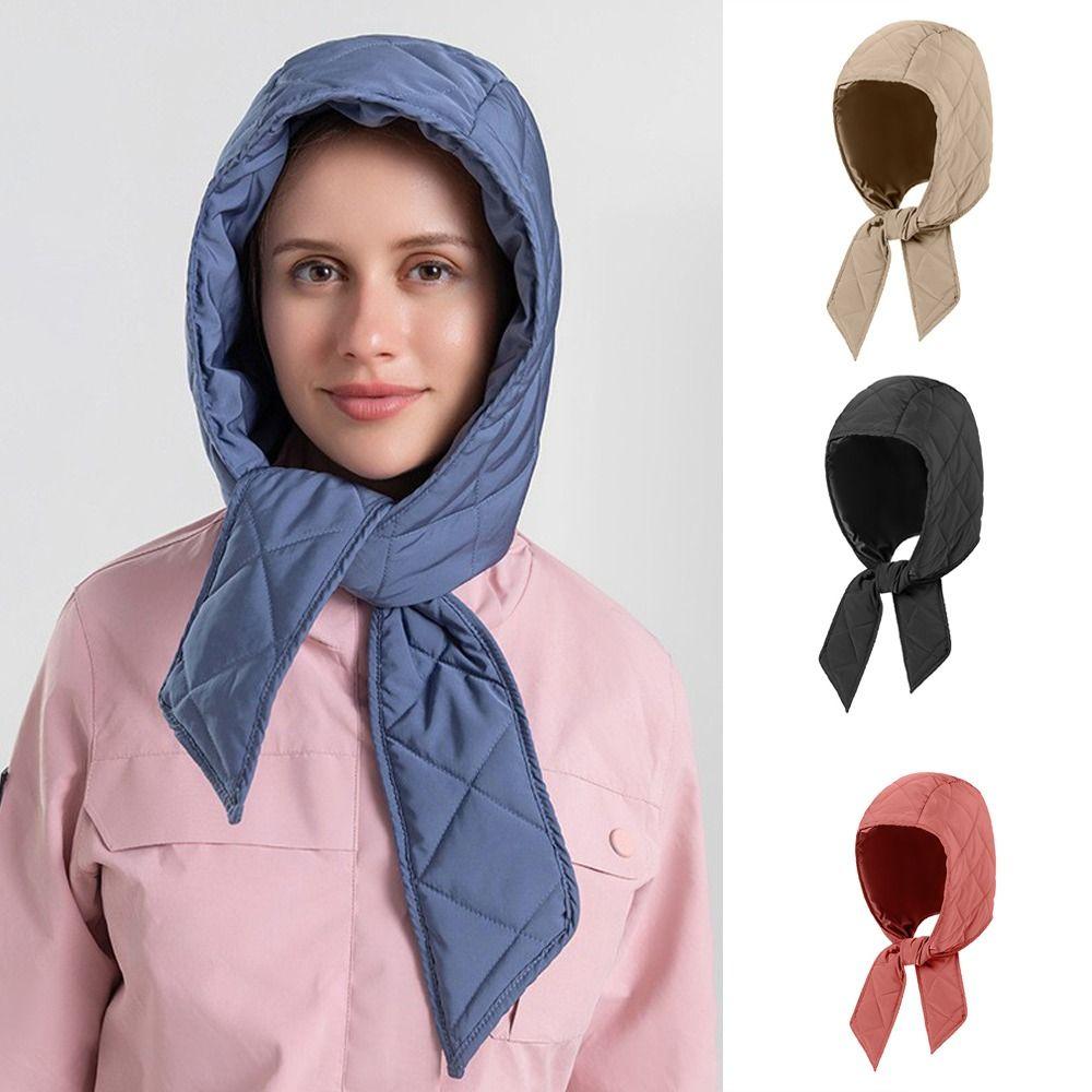 Winter Warm Puffer Headscarf Lightweight Pullover Cold Hats Fashion Windproof Scarf Hat