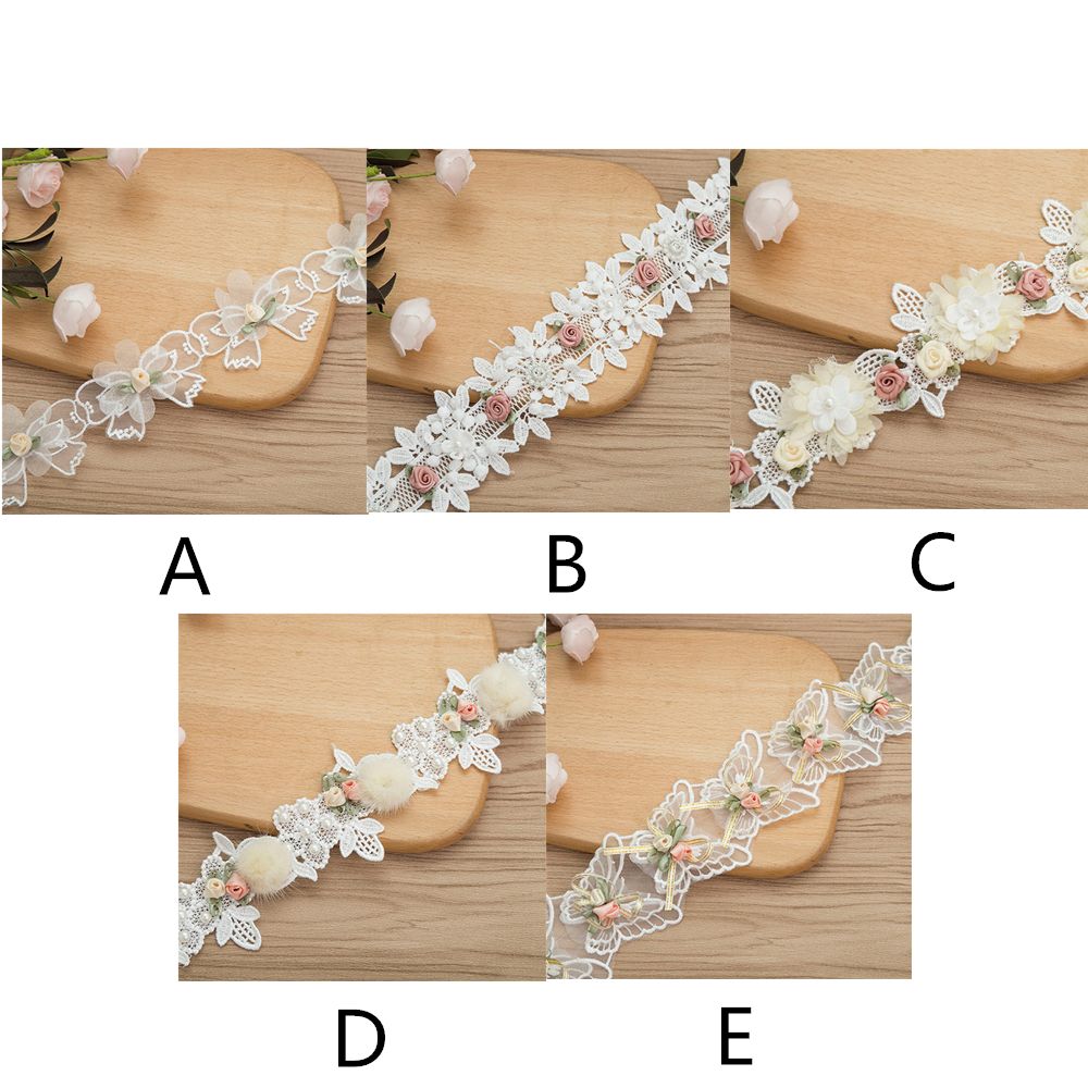 Decor DIY Craft Beaded Applique Fabric Accessories Sewing Material Lace Ribbon 3D Flower Embroidery