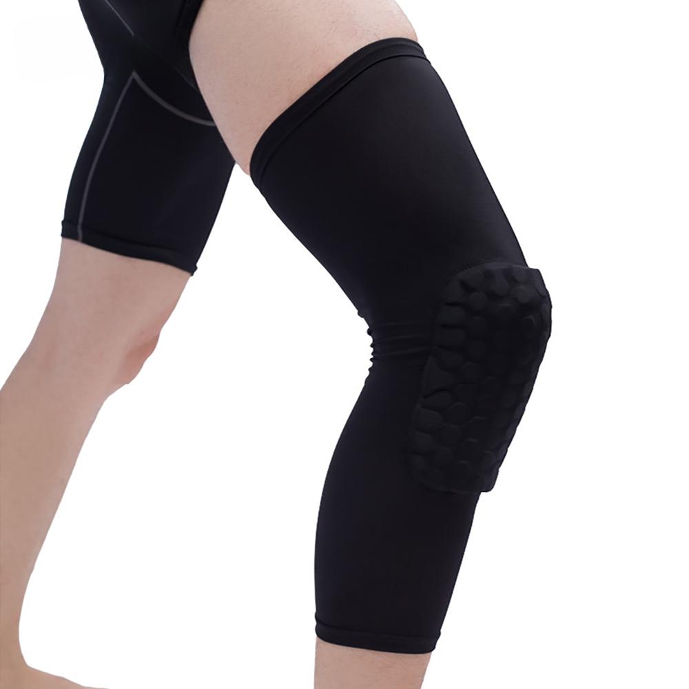 1 Stück Atmungsaktives Schweißabsorbierendes Basketball-Kniepolster Wabenförmige Stoßfeste Ellbogenstütze Lange Beinmanschetten Kniebandage Fußball Sport G