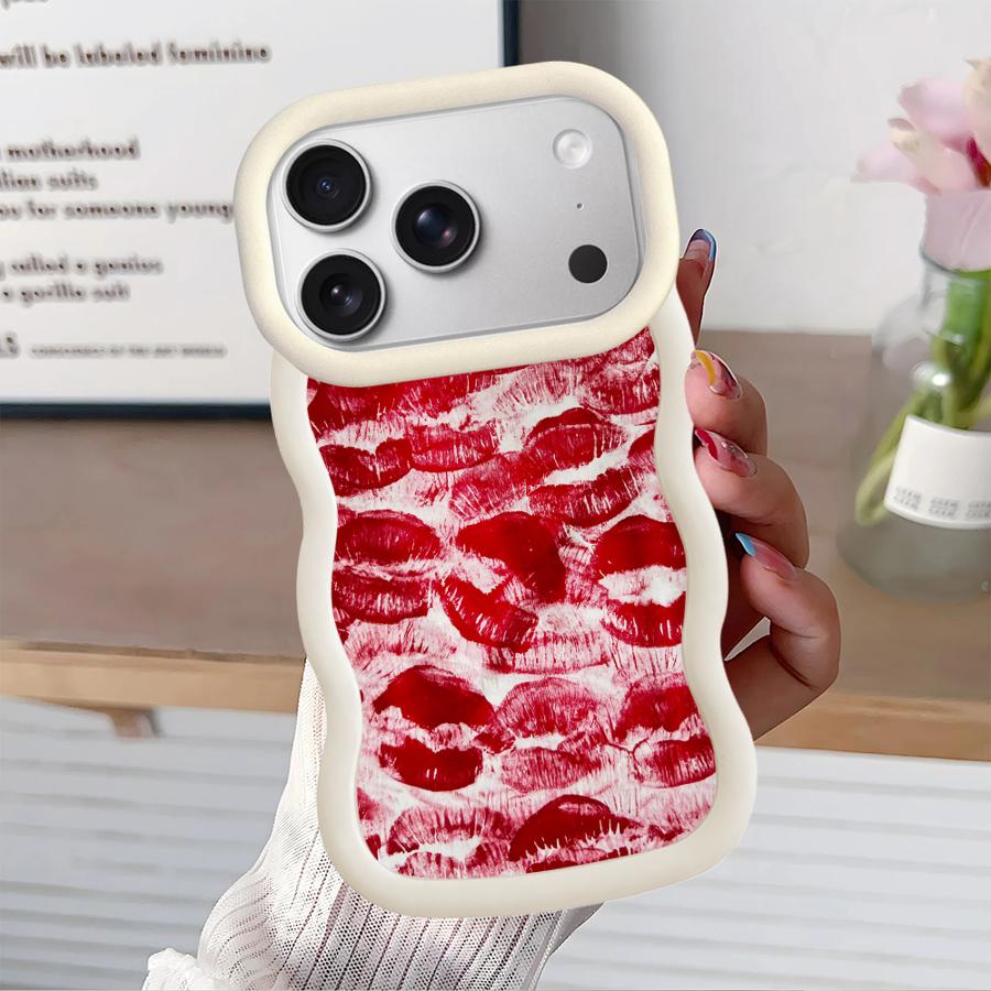 Retro And Sexy Red Lip Print Case for iPhone 11 13 12 17 Air 16 Pro Max 14 15 Plus XR 8 Soft Phone Cover
