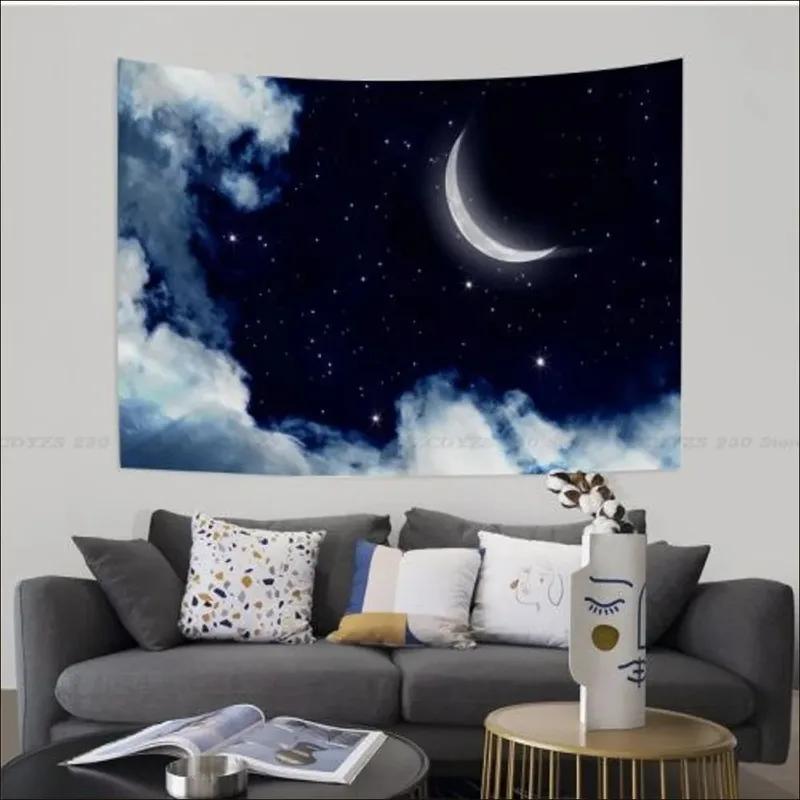 Night Starry Sky and Moon Tapestry Office Living Room Tapestry Home Wall Decoration Tapestry