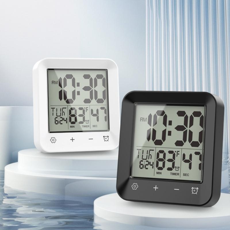 Bathroom Timer Clock Shower Clock,Waterproof for Water Sprays Bathroom Clock Wall Mount,Displays Time,Temperature Date