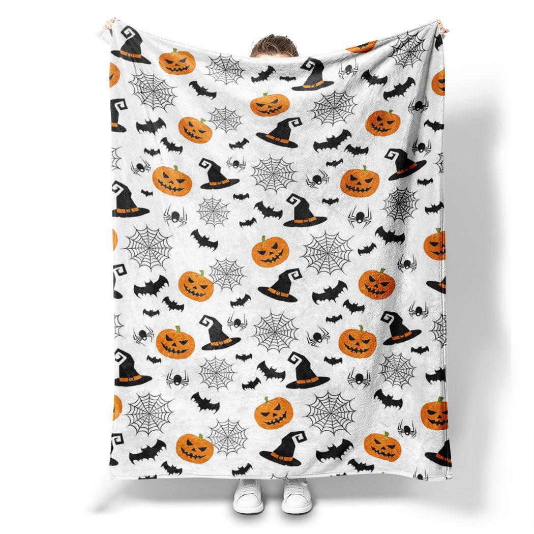 

Halloween pumpkin bat Printed Blanket for Sofa Bed Travel Camping Living Room Office Conditioning Blanket for All Seasons Gifts 75x90cm