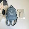 Bolso de Pecho de Mezclilla Gran Capacidad Bolso Cruzado para Mujer Viajero Múltiples Compartimentos Mochila de Estrella de Cinco Puntas