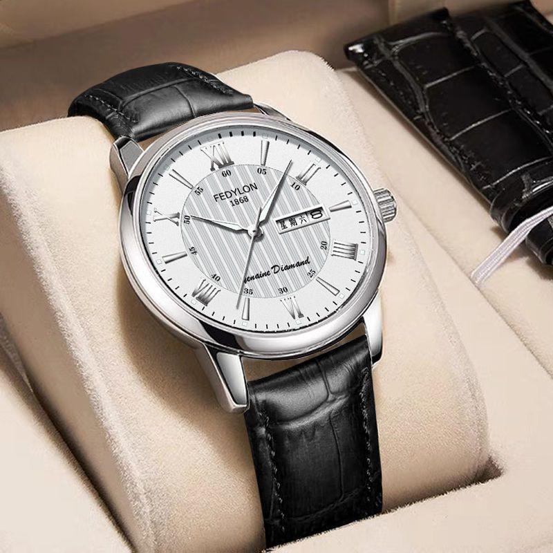 Men's Watch Waterproof and Fashionable Luminous Fully Automatic Movement Double Calendar Korean Version Casual Business Quartz Watch