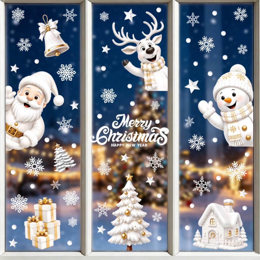 Christmas Static Cling Window Stickers for Living Room Bedroom Holiday Party Decorations