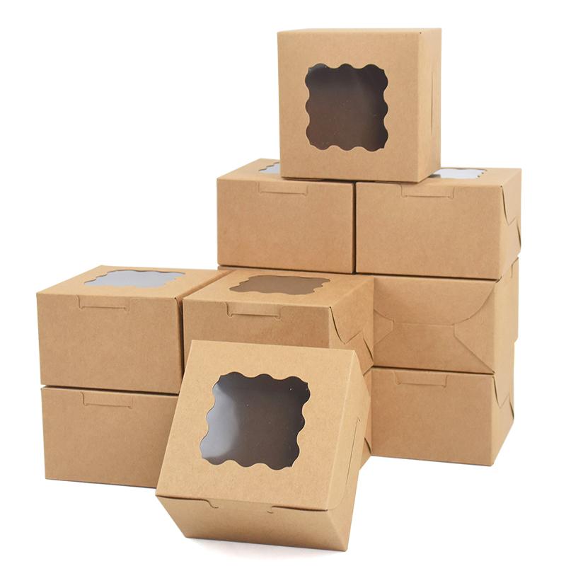 15/30Pcs 4inch Cake Bakery Boxes Dessert Pastry Packaging Candy Cookie Gift Paper Box Wedding Birthday Party Christmas Supplies