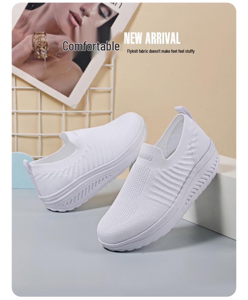 Sponge Cake Platform Women's Slip-On Summer Shoes – Breathable, Soft Sole, Rocking Sneakers