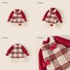 Red Top Bowknot Checkered Vest Skirt Christmas Set Children Autumn Clothing For Ages 3 To 8