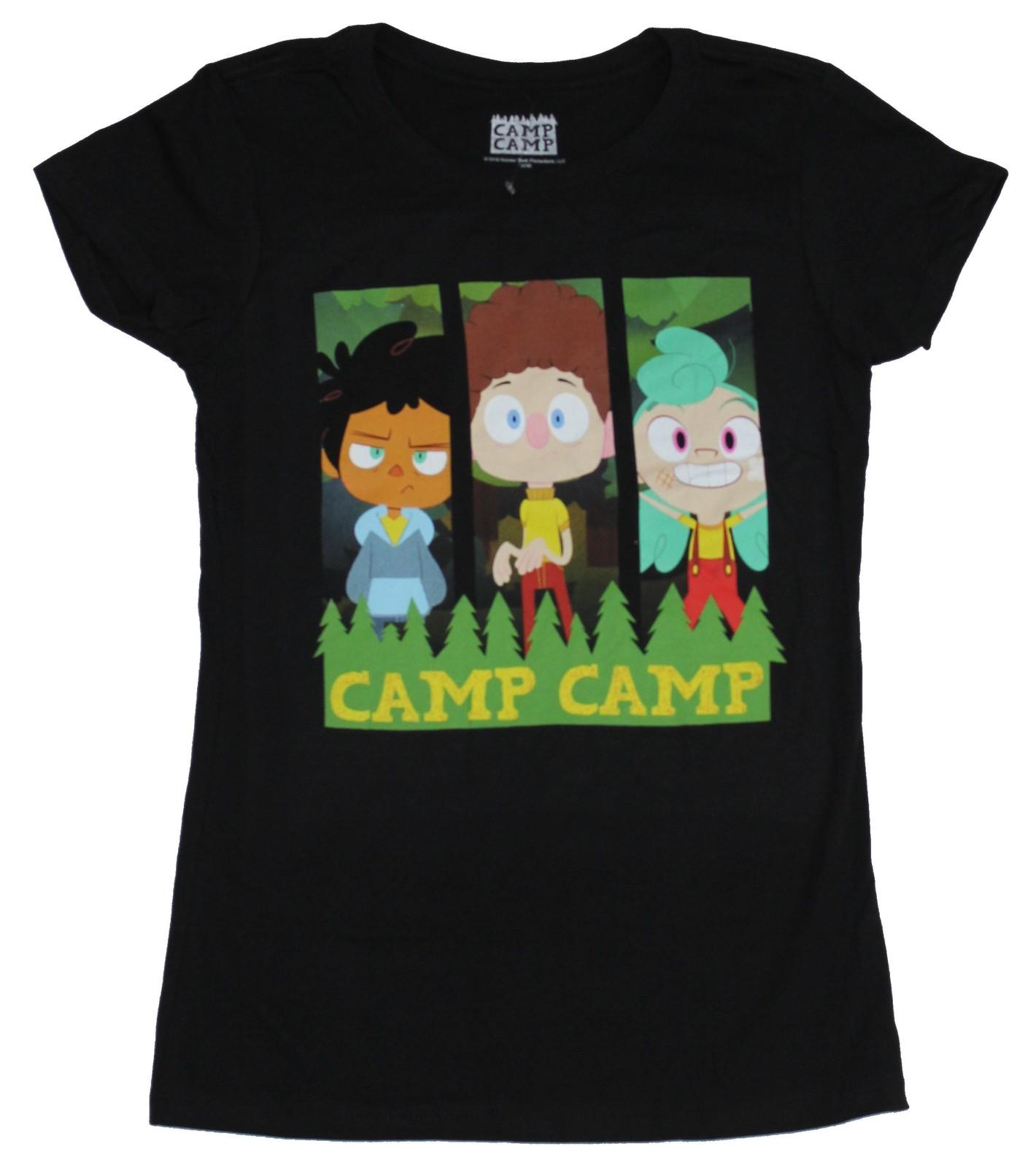 Camp Camp Girls Juniors T-Shirt- Colorful Character Strips S