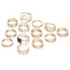 13pcs/set Exaggerated Punk Style Metal Ring Star Black Ring Set