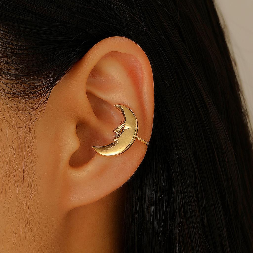 Simple Metal Flower Ear Clip for Women Vintage Geometric C-Shape Non Piercing Fake Cartilage Clip Earrings Wedding Jewelry Gift