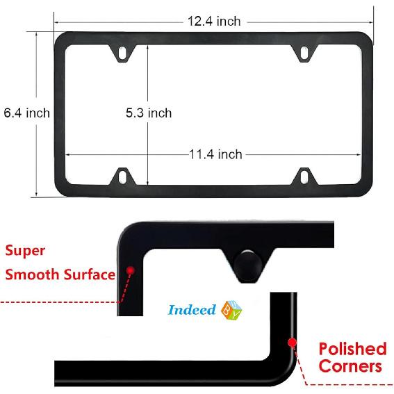 Indeed BUY License Plate Frames Black, 2 Pcs 4 Holes Car Licenses Plate Covers Stainless Steel Holders Frame For Plates With Screw Caps.