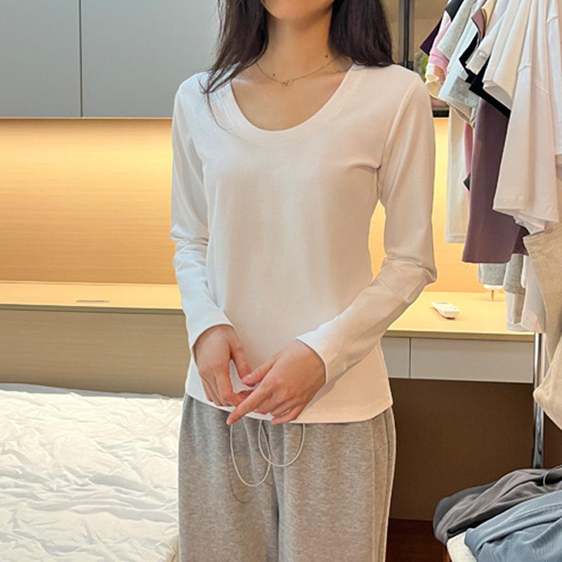 

Женский базовый слой с круглым вырезом, однотонный, для весны, осени и зимы, для многослойности, облегающий топ-футболка с длинным рукавом XL