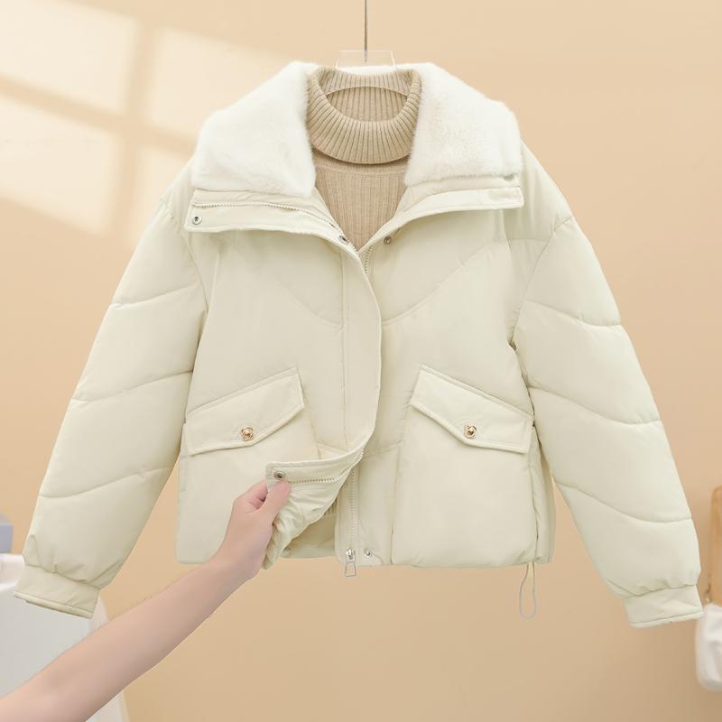 Fashion Woman Winter Coats Faux Fur Collar Casual Thick Warm Short Parkas Women Jackets