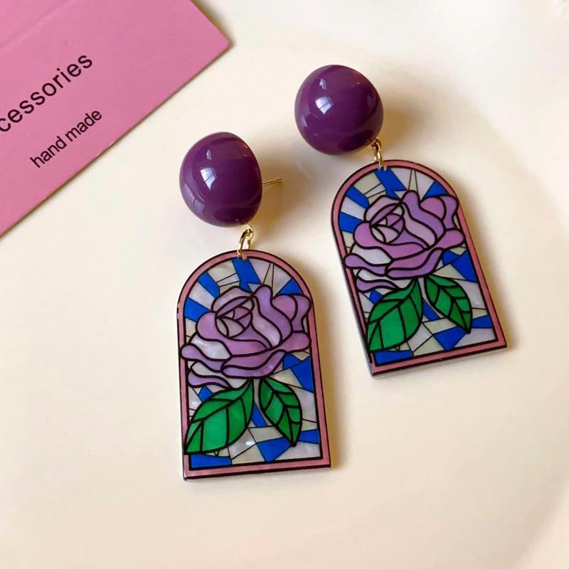Silver Needle Retro Geometric Leaf Flower Earrings High Sense Exquisite Fashion Earrings Personality Temperament New Earrings Women