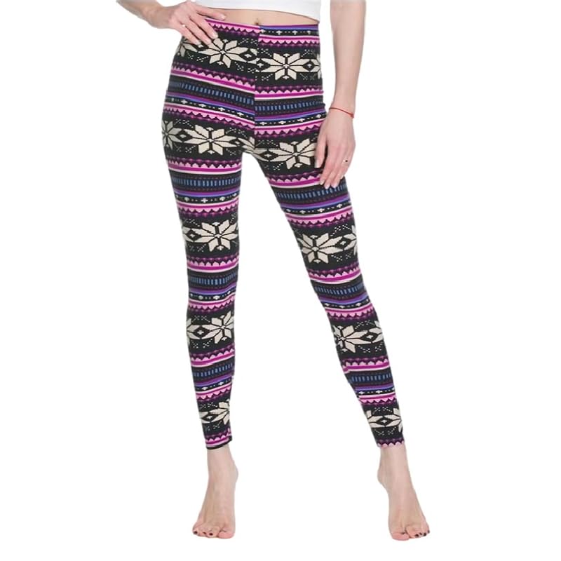 

[Sarah Rose] leggings spats skinny long pants colorful print All-over pattern Soft stretch casual ladies bottom (Nordic E)