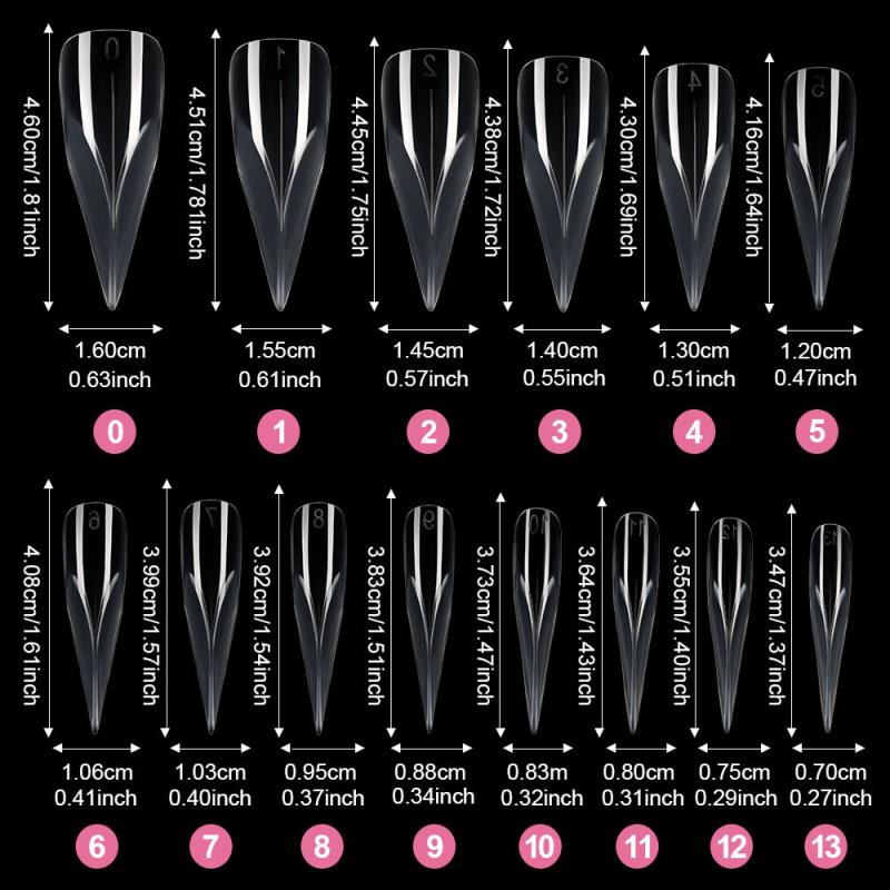 140 ks Zakřivené Stiletto Nehty Duální Forma Pro Poly Gel Na Nehty Prodloužení 3D Tvar Orlího Drápu Sochařské Nehty Formy s Plným Krytím