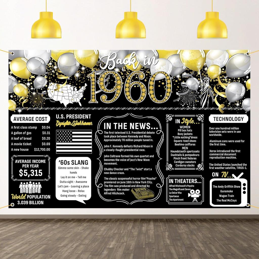 50th Birthday Black Gold Party Decoration Back In 1976 Backdrop Large Banner Birthday Party Poster Supplies Vintage 1976 Photography Background for