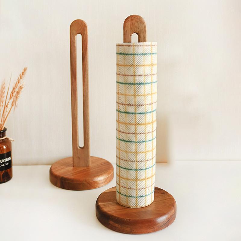 Dřevěný stojan na papírové utěrky Kuchyňský úložný stojan na role papíru Lenochod Plastový úložný stojan na sáčky s fólií Kuchyňské doplňky