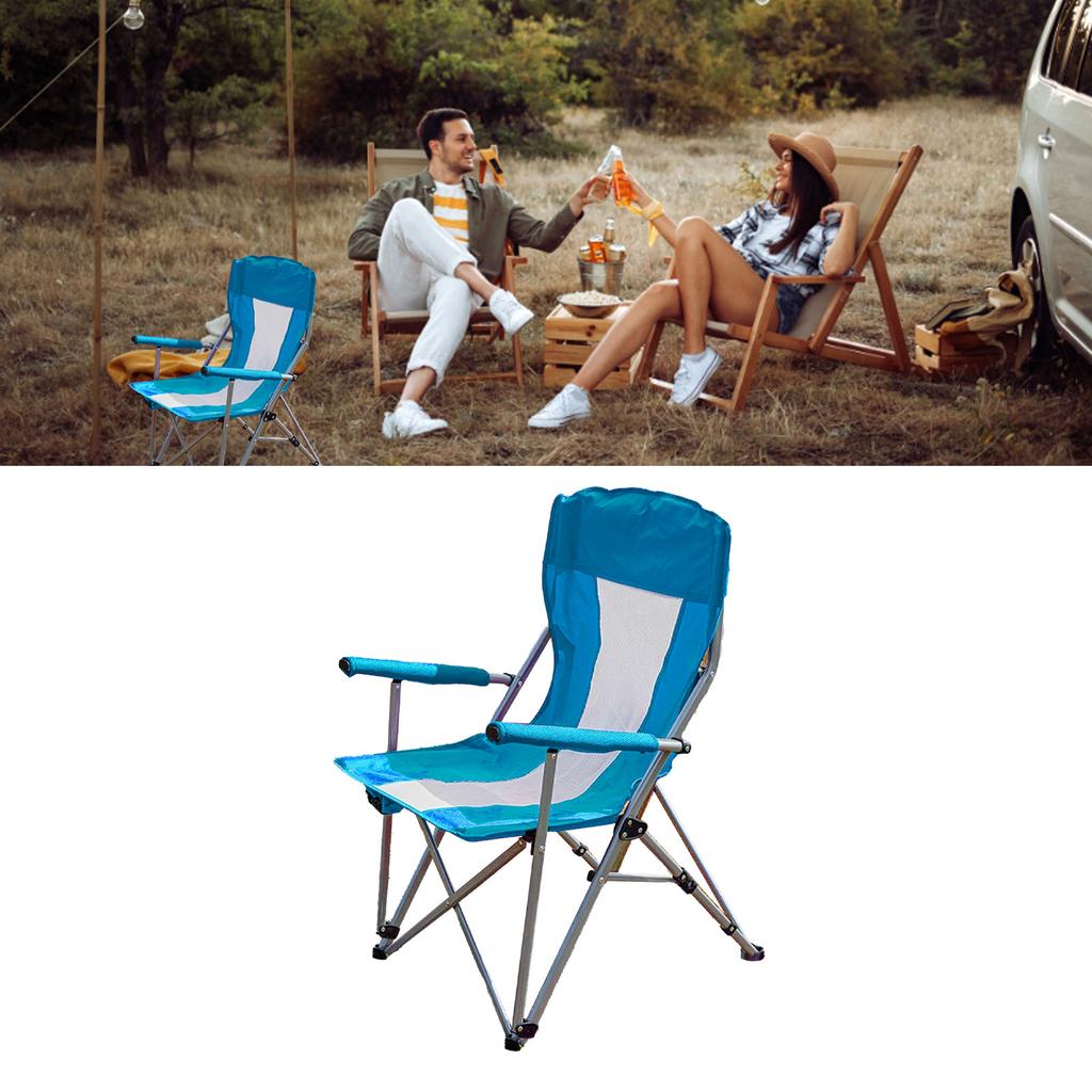 Portable Camping Chair Oxford Cloth Folding Camp Arm Chair with Cup Holder for Outdoor Fishing Picnic Green