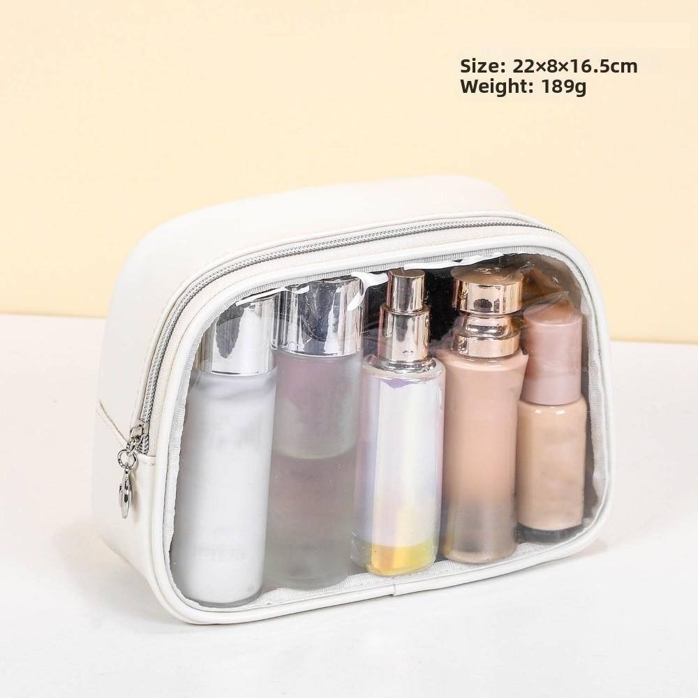 Large Capacity Storage Toiletry Bag PU PVC Clear Window Make Up Bag Waterproof Multifunctional Cosmetic Bag Travel