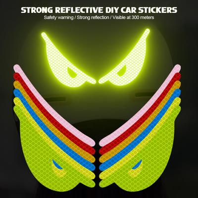 2Pcs Devil's Eye Reflective Motorcycle Helmets Sticker Night Light Decor for KTM Honda Car Reflective Stickers