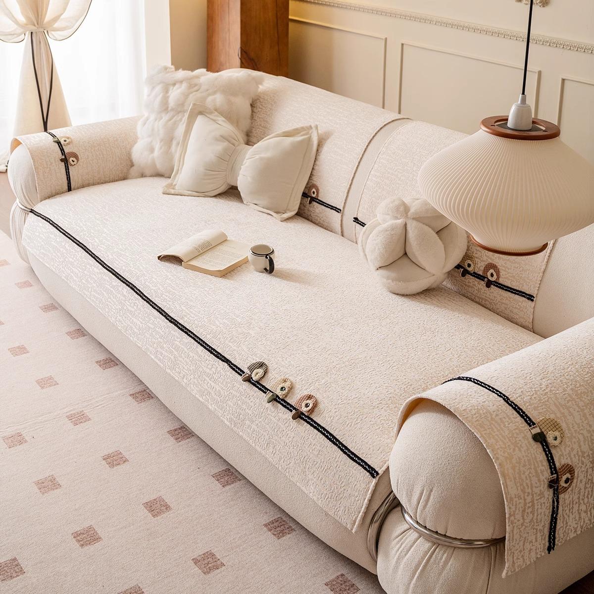 

Cream snow Neil sofa cushion 2025 new modern simple cartoon seat cushion non-slip one-piece cover towel 45 * 45Cm pillow cover