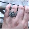 Retro Dark Bat Ring For Men Silver 3 colors Street Punk Gothic Adjustable Ring Handmade Jewelry Biker Accessories Man Gift