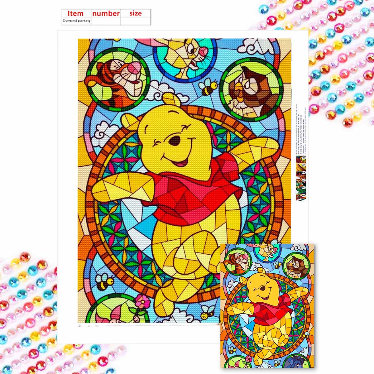 

DIY Diamond Painting Lovely Winnie Cross Stitch Kit Mosaic Art Diamond Painting Full Circle Diamond Home Decoration Round 20x30cm