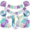 Fashionable Mermaid-themed Children's First Birthday Party Decoration Mermaid-printed Latex Banner Sticker Set