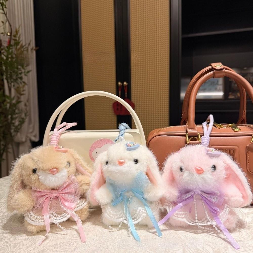 Kawaii Rabbit Plush Keychain Bag Hanging Rabbit Plush Toy Delicate Car Key Ring Keychain Pendant