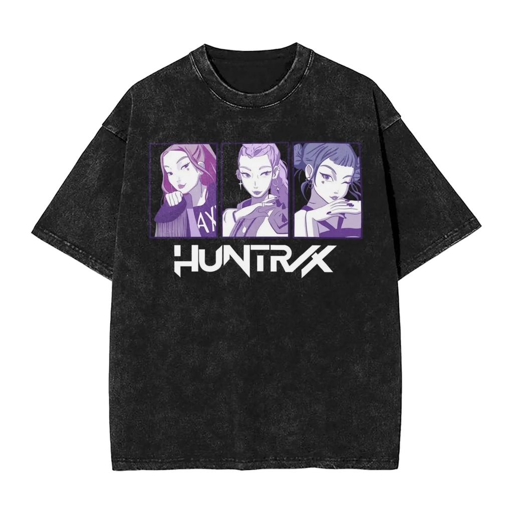 Huntrix Kpop Demon Hunters Mira Rumi  Zoey T Shirt Summer Washed T-Shirts Casual Hippie Tee Shirt for Men Print Top Tees 2025