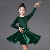 Latin Dance Dress Latin Dress Costume Kids Ballroom Costume for Girls Pleated Skirt Professional Long Sleeves Salsa Rumba Cha Ch