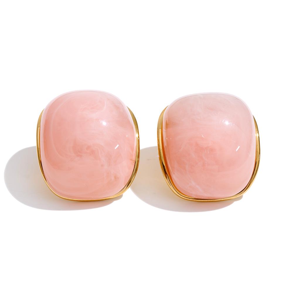 Yhpup 10 Color Acrylic Resin Y2K Earrings for Women Gold Color Stainless Steel Spring Summer Candy Sweet Jewelry