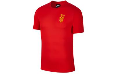 T Shirts Men's Red Crew Neck Moderate Straight Fit CI9843-650