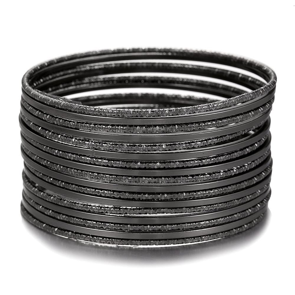 Bohemian-Style 12-Piece Multi-Layer Alloy Bracelet Set for Women
