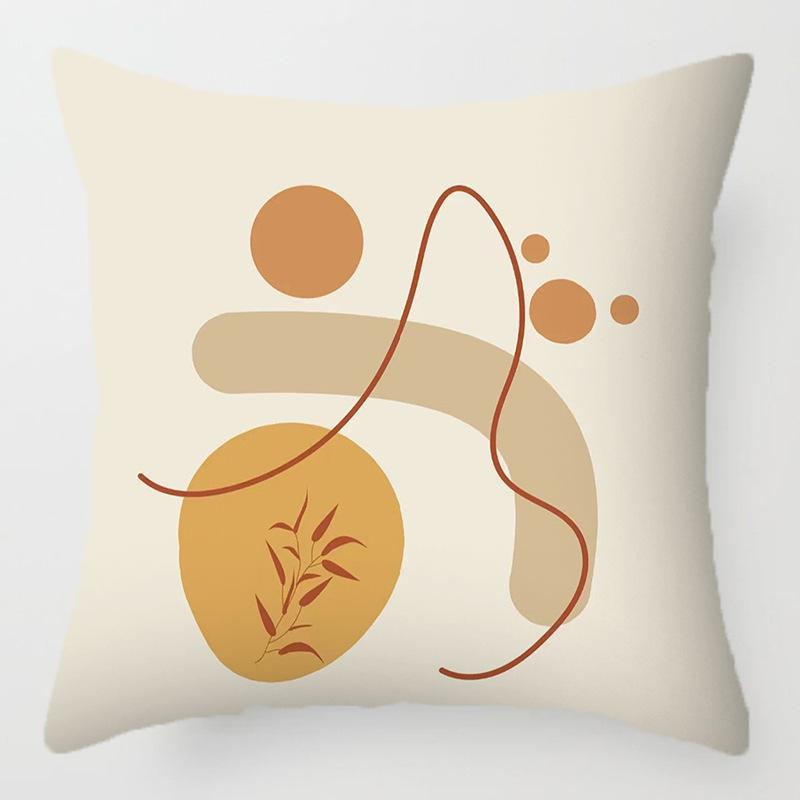 Morandi Abstract Artistic Patterns Throw Pillow Cover with Short Plush Print for Living Room Sofa Decoration Cushion Cover