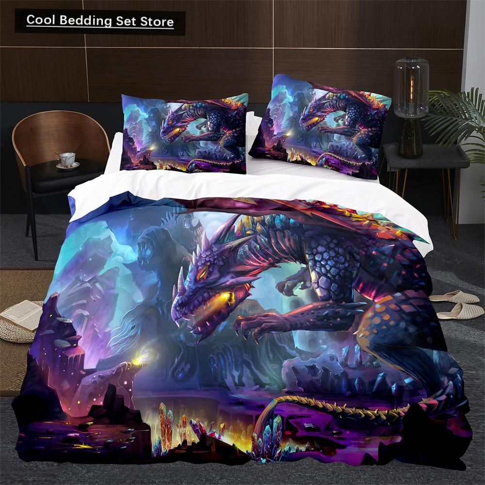 Cartoon Dinosaur Duvet Cover King Queen Size Jurassic World Theme Bedding Set for Kids Boys Ancient Animal Polyester Quilt Cover
