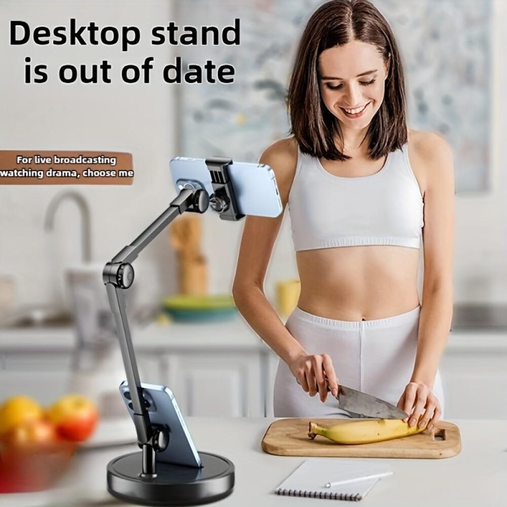 

Adjustable Universal Metal Phone Tablet Stand Multi Angle Desktop Holder For Live Streaming Selfie Tripod Video Recording Online чёрный