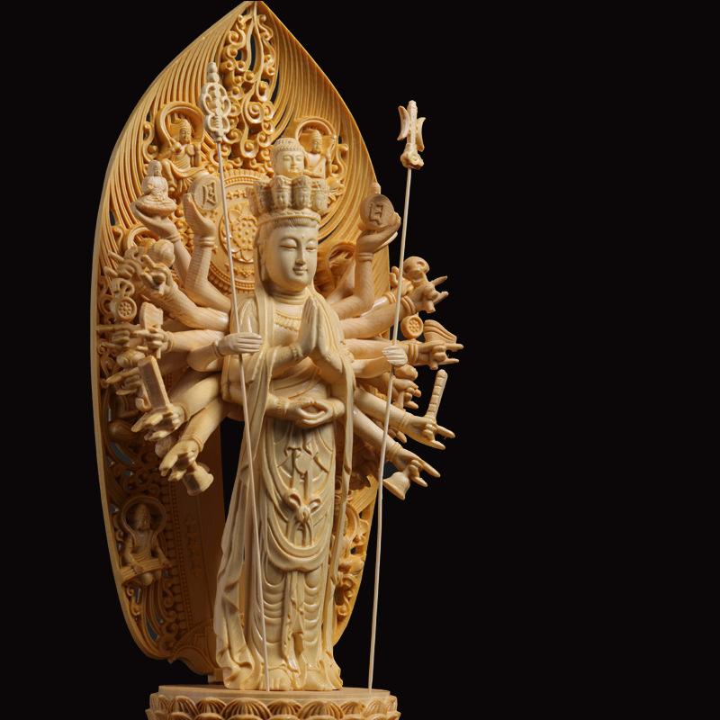 1000 Hand Guan Yin Statue,wooden Buddha Statue Wood Carving Large Buddha Statue Buddha Light Flower Base Lotus Base Safe Package