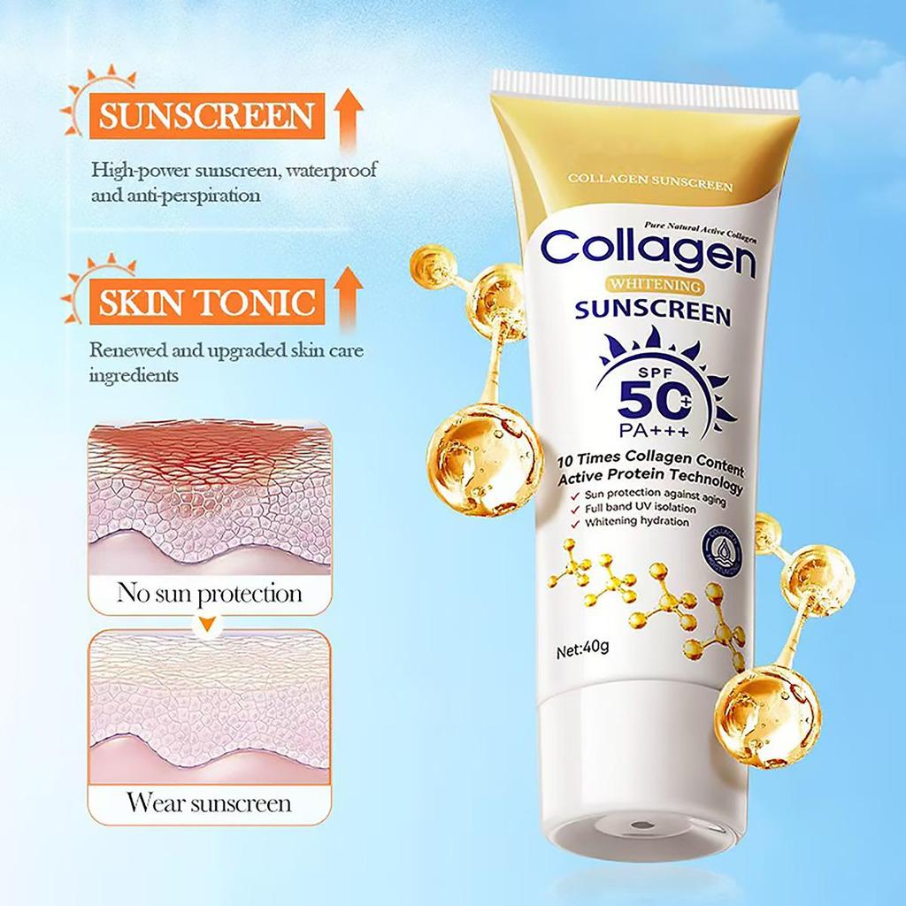 Collagen Sunscreen Waterproof SPF 50+UV Sun Cream Facial & Body Sunblock Skin Protective Cream Anti Sun Facial Seaside Protection Cream