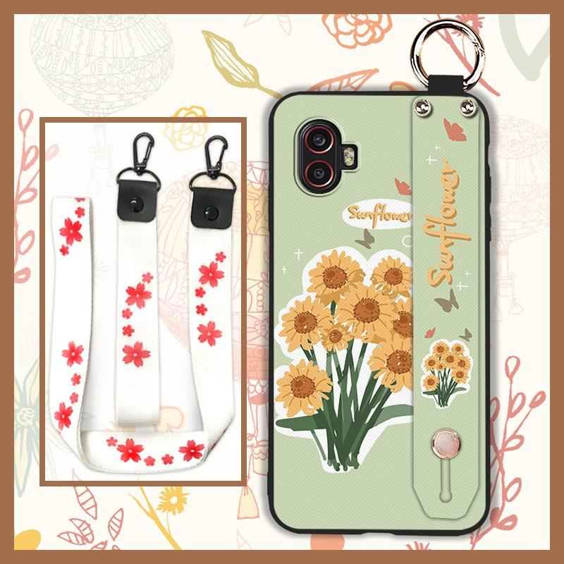 Lanyard Kickstand Phone Case For Samsung Galaxy Xcover6 Pro/SM-G736U/B Oil Painting Wristband Anti-knock Back Cover Ring