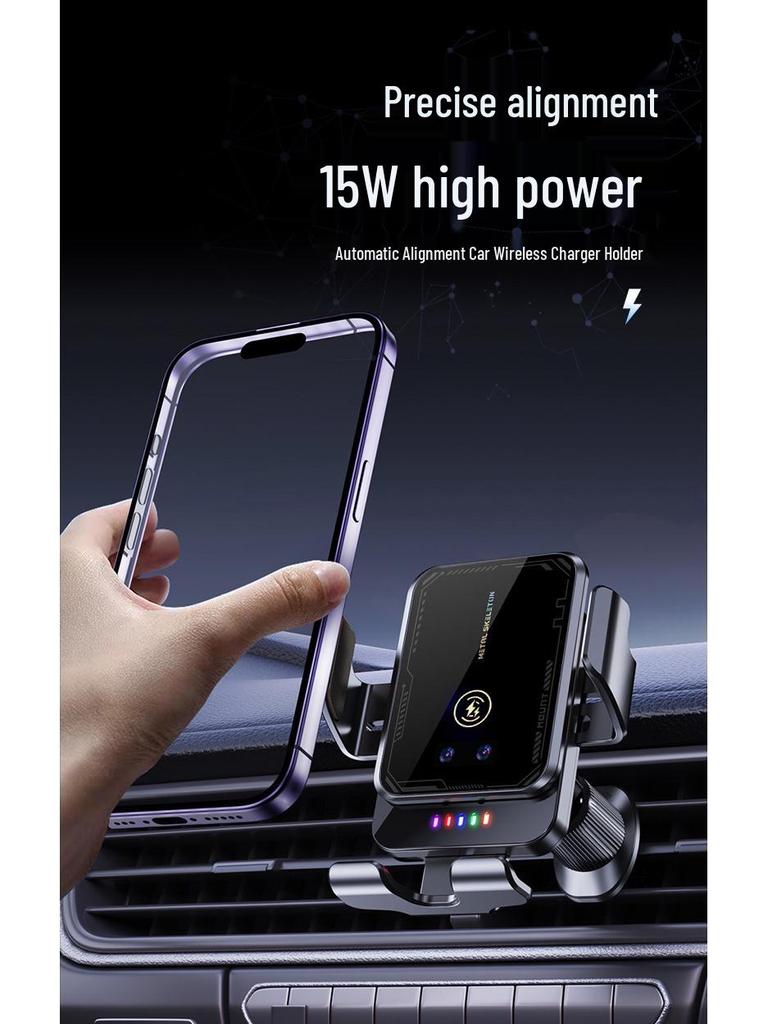 Universal Car Wireless Charger & Phone Holder with Automatic Clamping for Air Vent