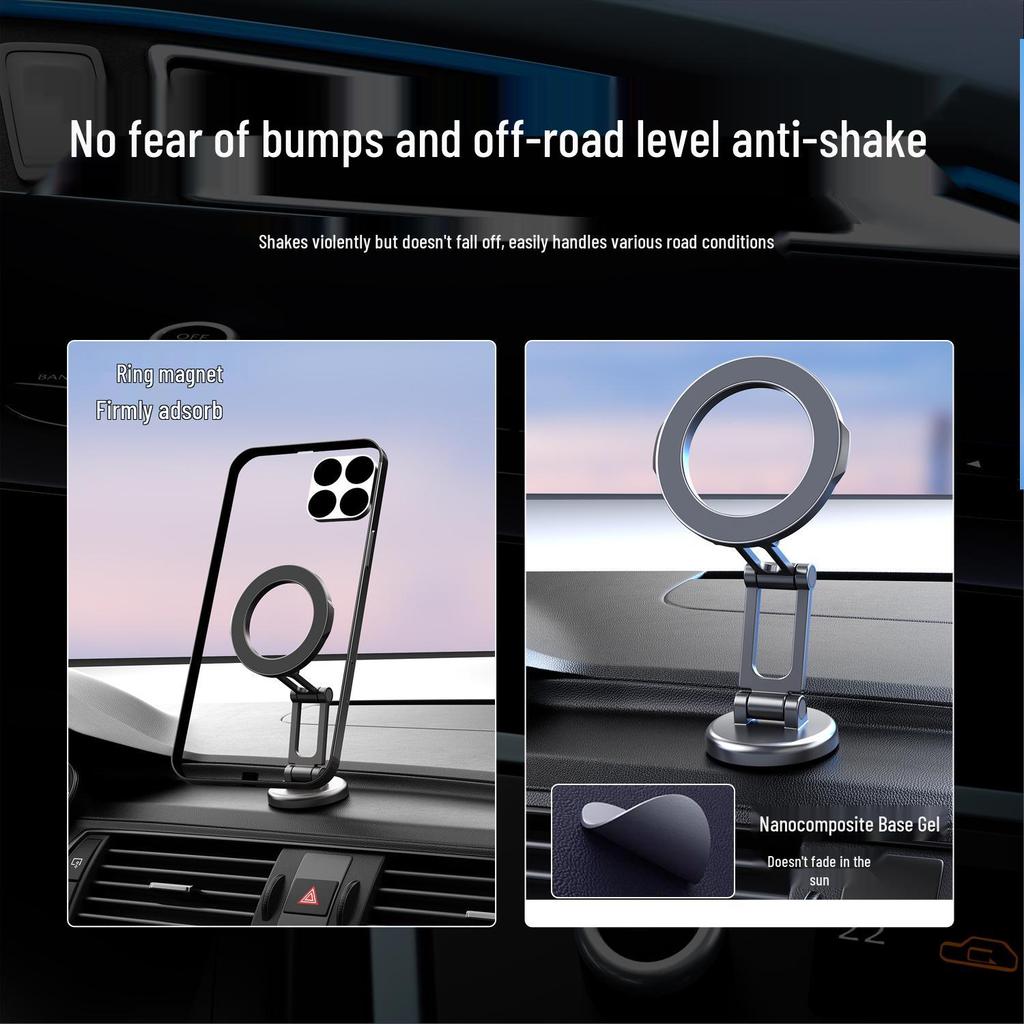 Double Foldable Magnetic Car Dashboard Phone Holder - High-End Rotatable Design