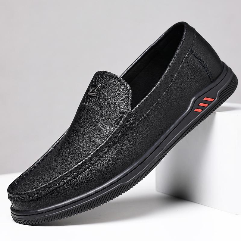 Summer New Shoes for Men Genuine Leather Casual Shoes Breathable Flat Leather Sandals Fashion Slip-on Loafers
