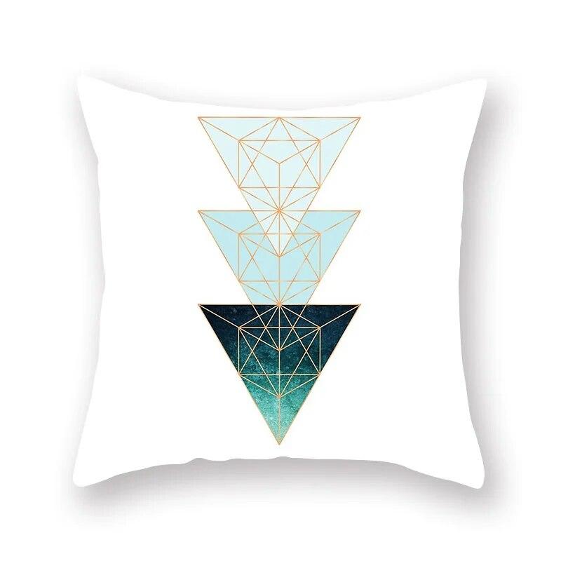 Nordic fashion turquoise geometric pillowcase striped splicing sofa chair bedside cushion cover 45x45cm room bedroom home decor