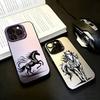 Running Black Horse Pattern Phone Case For iPhone17,16,15,14,13,12,11 Plus,Pro Max Black Candy Silver Phone Case