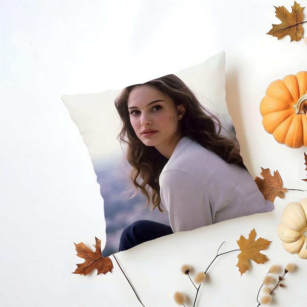 NNatalie Portman Cushion Cover Washable Linen Pillowcase Soft for Daily Sofa Bed Home Room Decor